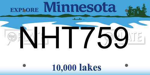 NHT759 Minnesota License Plate