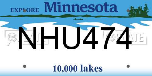 NHU474 Minnesota License Plate