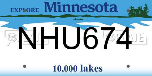 NHU674 Minnesota License Plate