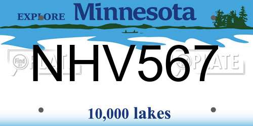 NHV567 Minnesota License Plate