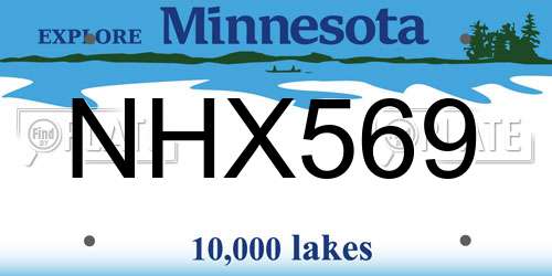 NHX569 Minnesota License Plate
