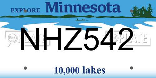 NHZ542 Minnesota License Plate