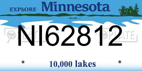 NI62812 Minnesota License Plate