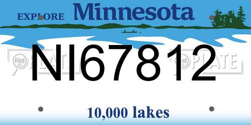 NI67812 Minnesota License Plate