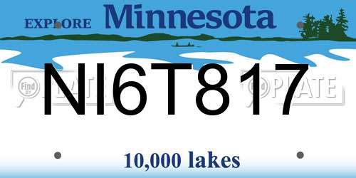 NI6T817 Minnesota License Plate
