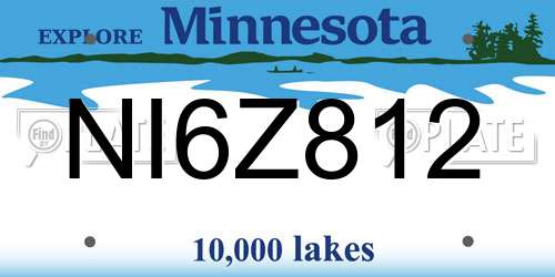 NI6Z812 Minnesota License Plate