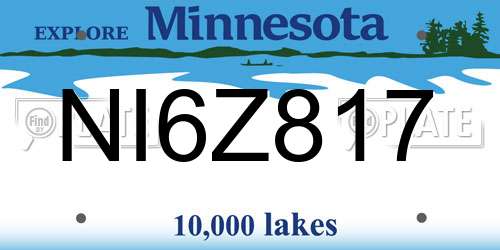 NI6Z817 Minnesota License Plate