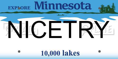 NICETRY Minnesota License Plate