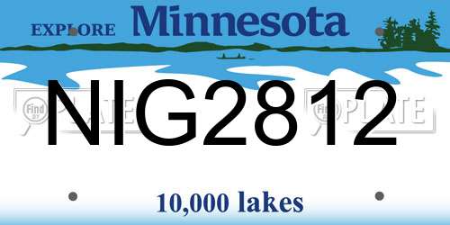 NIG2812 Minnesota License Plate