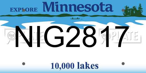 NIG2817 Minnesota License Plate