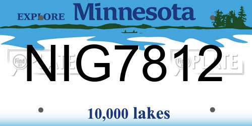 NIG7812 Minnesota License Plate