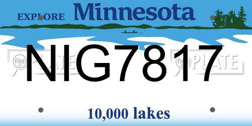 NIG7817 Minnesota License Plate
