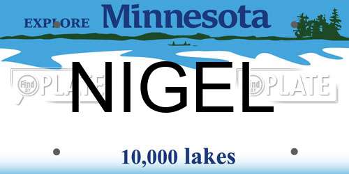 NIGEL Minnesota License Plate