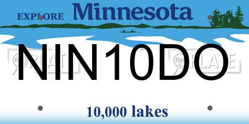 NIN10DO Minnesota License Plate
