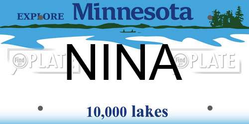 NINA Minnesota License Plate