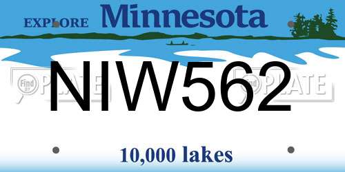 NIW562 Minnesota License Plate