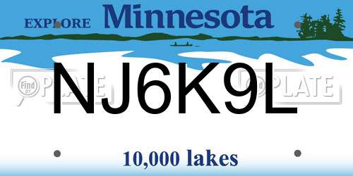 NJ6K9L Minnesota License Plate