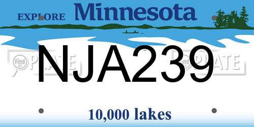 NJA239 Minnesota License Plate