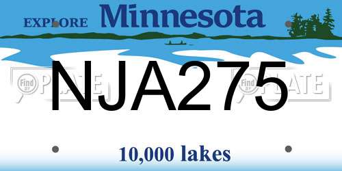 NJA275 Minnesota License Plate