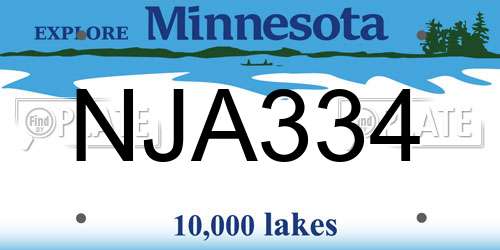 NJA334 Minnesota License Plate