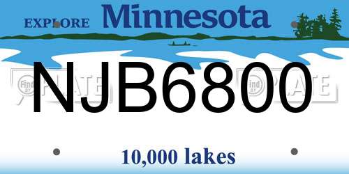 NJB6800 Minnesota License Plate