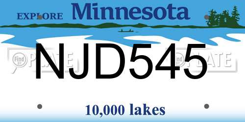 NJD545 Minnesota License Plate