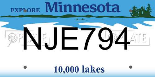 NJE794 Minnesota License Plate