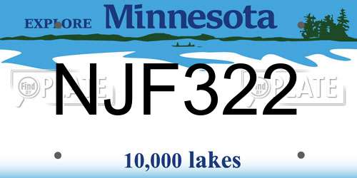 NJF322 Minnesota License Plate