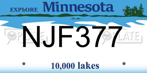 NJF377 Minnesota License Plate