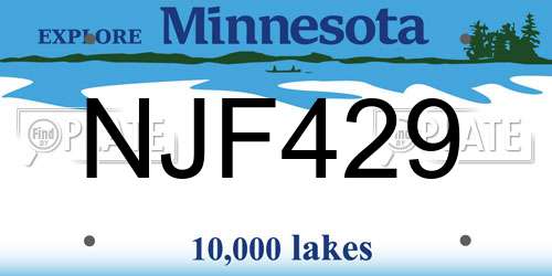 NJF429 Minnesota License Plate