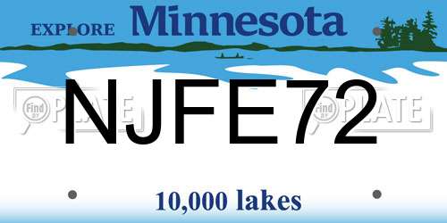 NJFE72 Minnesota License Plate