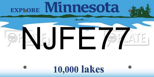 NJFE77 Minnesota License Plate
