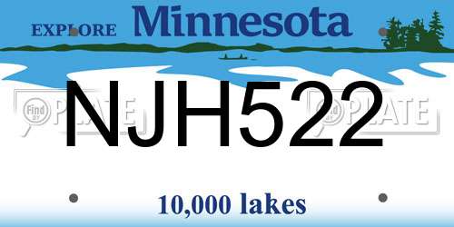 NJH522 Minnesota License Plate