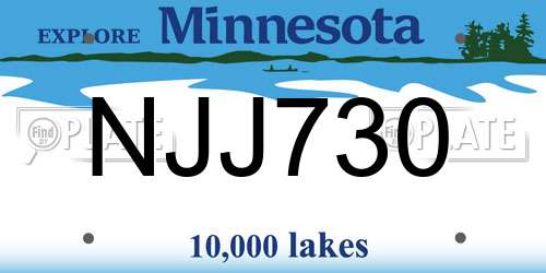 NJJ730 Minnesota License Plate