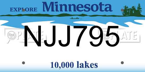 NJJ795 Minnesota License Plate