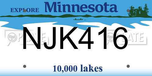 NJK416 Minnesota License Plate