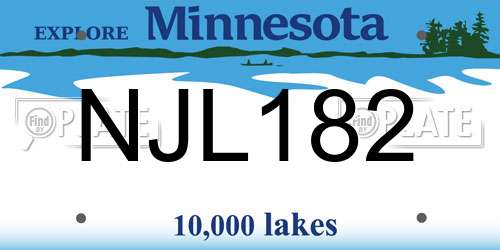 NJL182 Minnesota License Plate