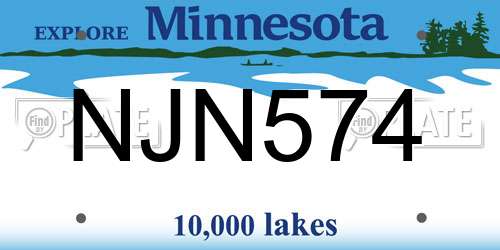 NJN574 Minnesota License Plate