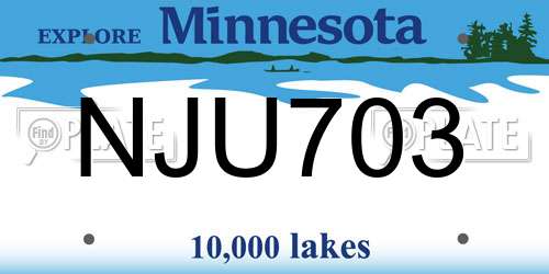 NJU703 Minnesota License Plate