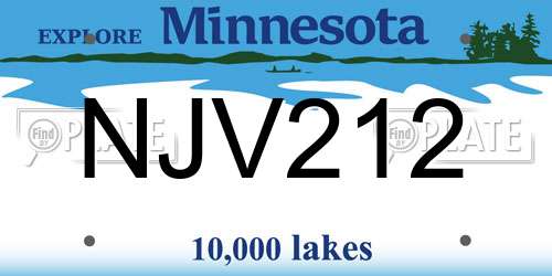 NJV212 Minnesota License Plate