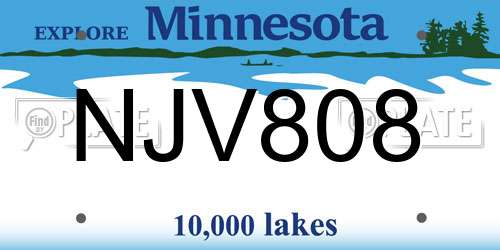 NJV808 Minnesota License Plate