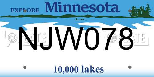 NJW078 Minnesota License Plate