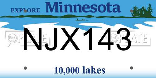NJX143 Minnesota License Plate
