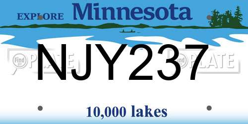 NJY237 Minnesota License Plate