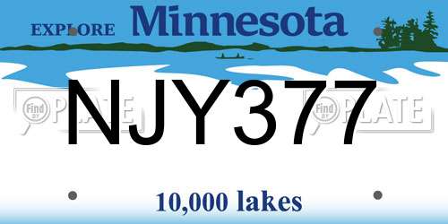 NJY377 Minnesota License Plate