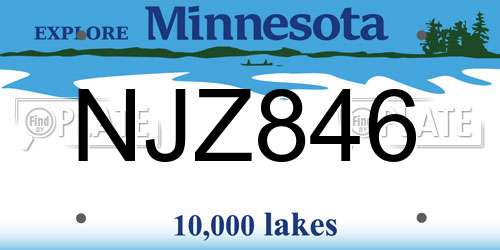 NJZ846 Minnesota License Plate