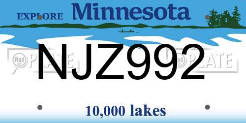NJZ992 Minnesota License Plate