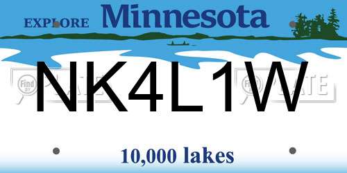 NK4L1W Minnesota License Plate
