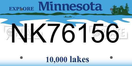 NK76156 Minnesota License Plate