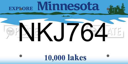 NKJ764 Minnesota License Plate